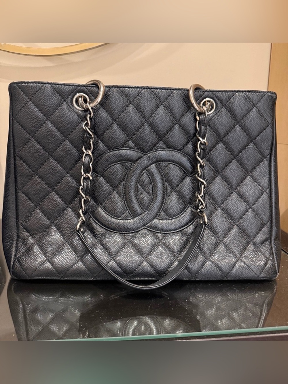 Chanel Black Quilted Caviar Leather Tote Bag – Silver Hardware